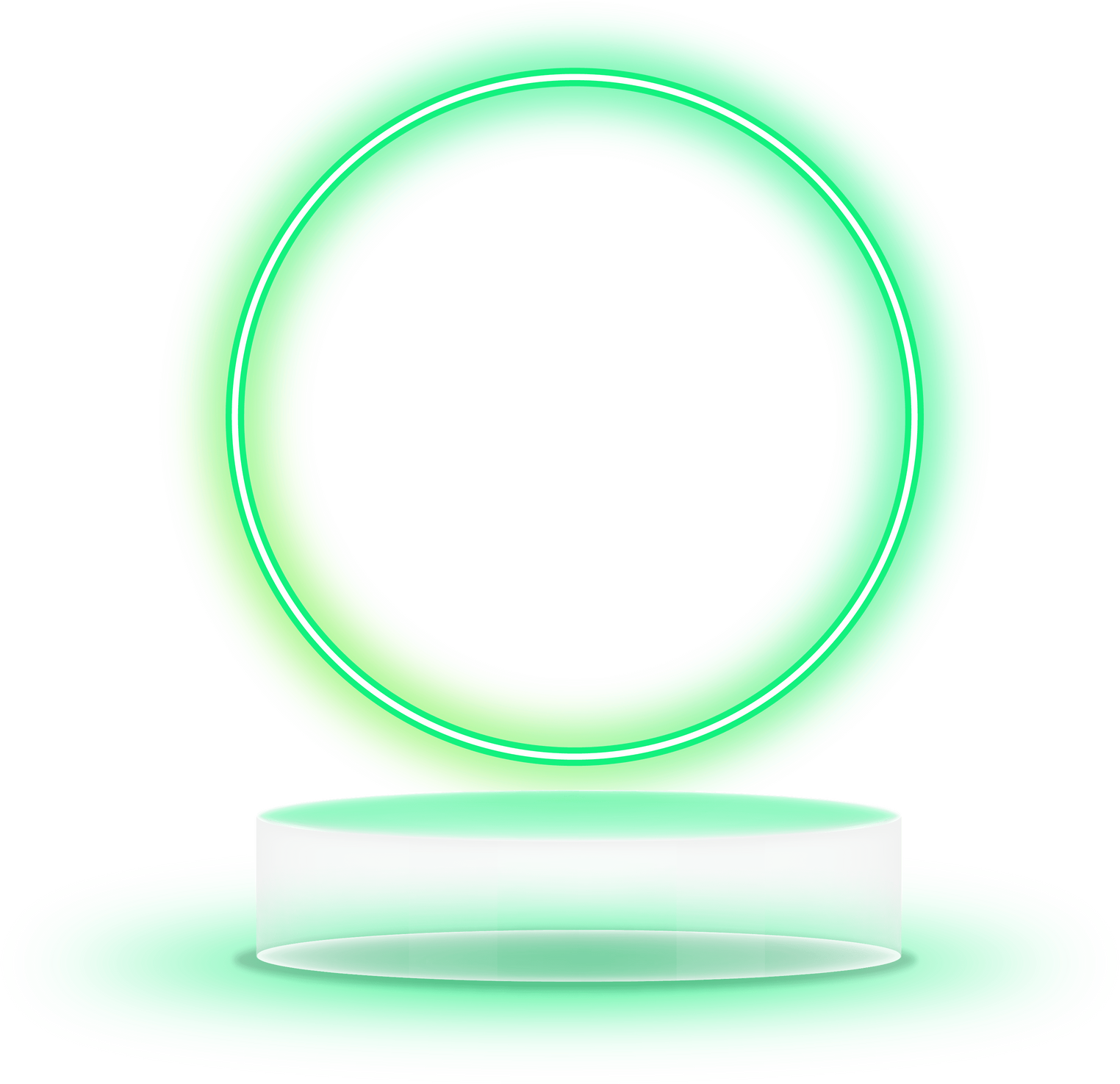 Green neon light product background stage or podium